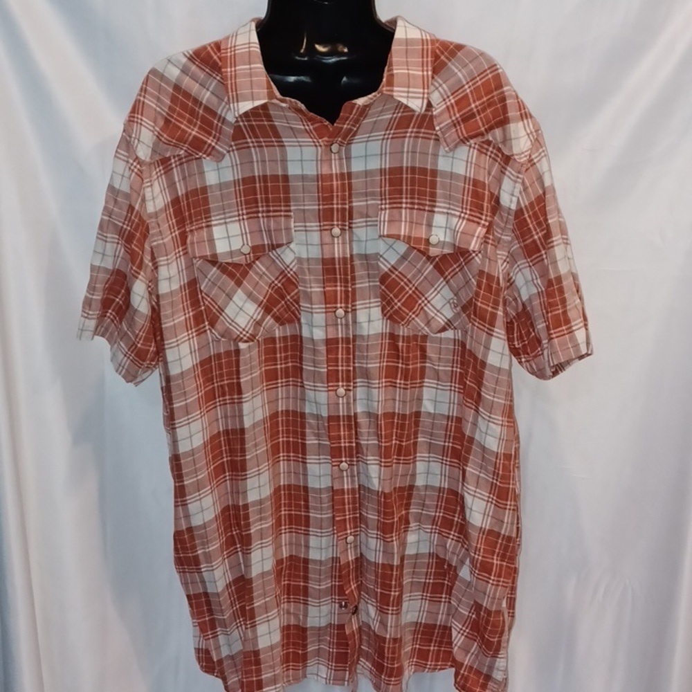 Ariat Plaid Short Sleeve Snap Button Down Sz XL tall, Harley